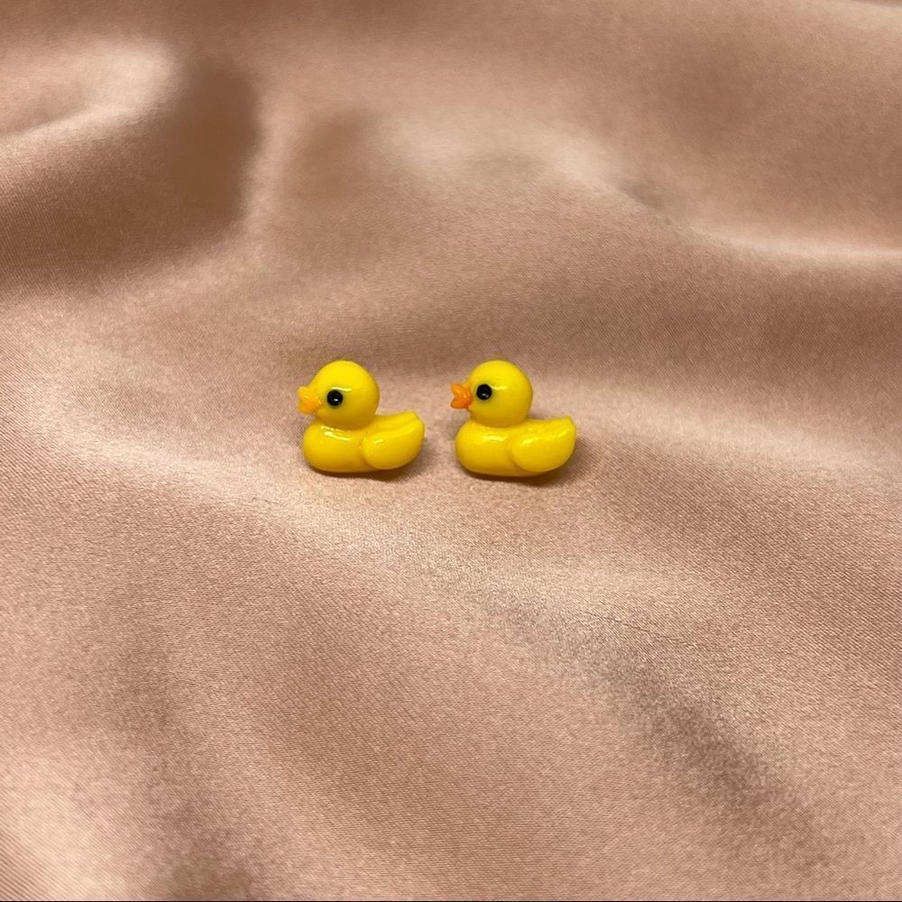 Yellow Rubber Duckie Silver Post Earring